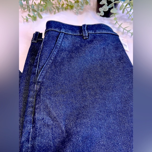 New Ann Taylor The Trouser Denim High Rise Wide Leg Jeans Size 12T Dark Wash - Picture 2 of 11